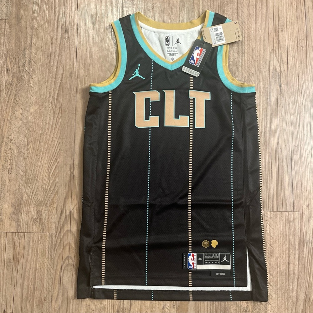 NWT JORDAN CHARLOTTE HORNETS CITY SWINGMAN JERSEY MENS SIZE 36 (XS) & 44 (M)